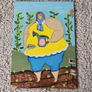 Colorful Garden Lady Canvas Art by Jo Potocki